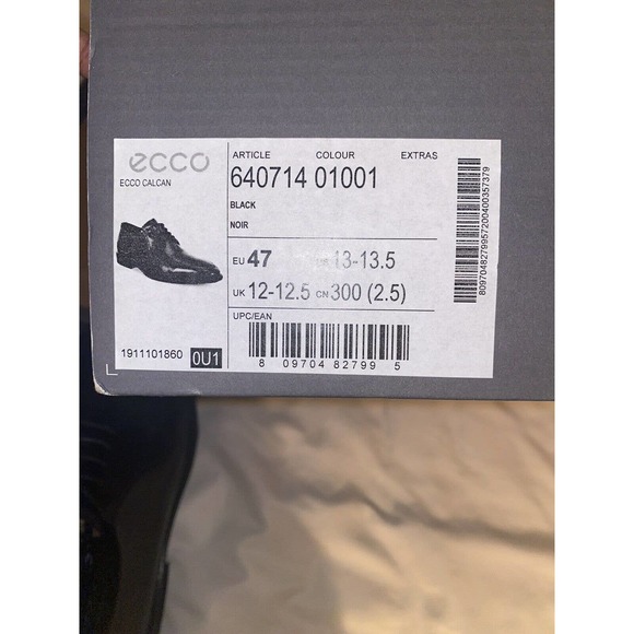 ECCO Men's‎ Calcan Apron Toe Tie Black Dress Lace Up Shoes Size 13-13.5 EU 47 - Picture 8 of 10